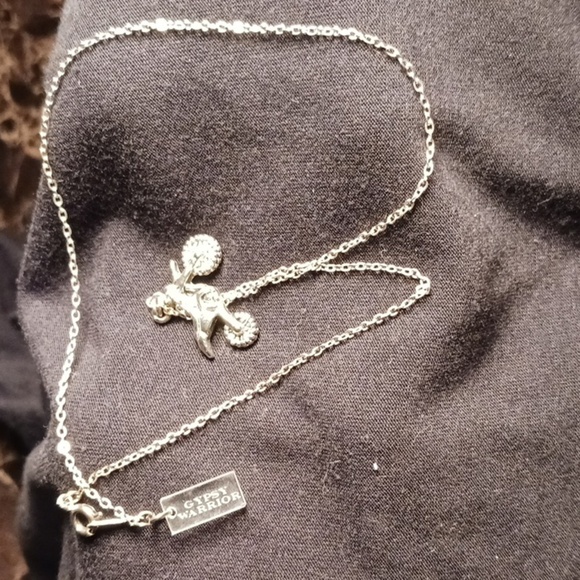Gypsy Warrior MotorCycle Motorbike 18KGP Necklace NWT - Picture 4 of 4